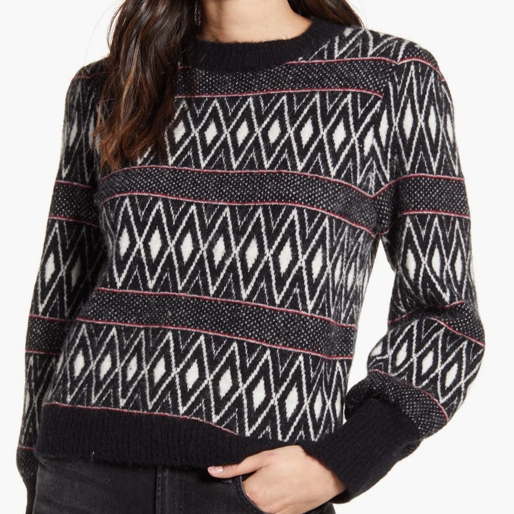 Rails ANA Nordic Black and White Diamond Pattern Sweater- Size S